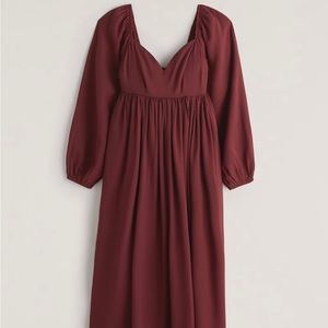 A&F Long Sleeve Babydoll Midi Dress